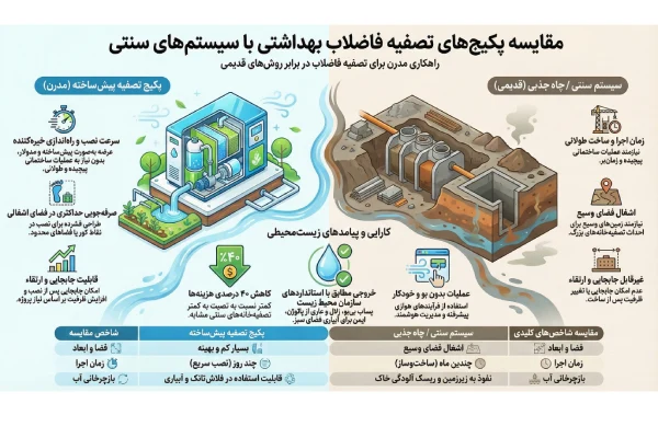 مقایسه پکیج تصفیه فاضلاب بهداشتی با سیستم های سنتی